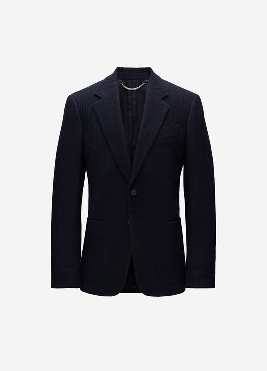 Herringbone Jacquard Blazer Navy