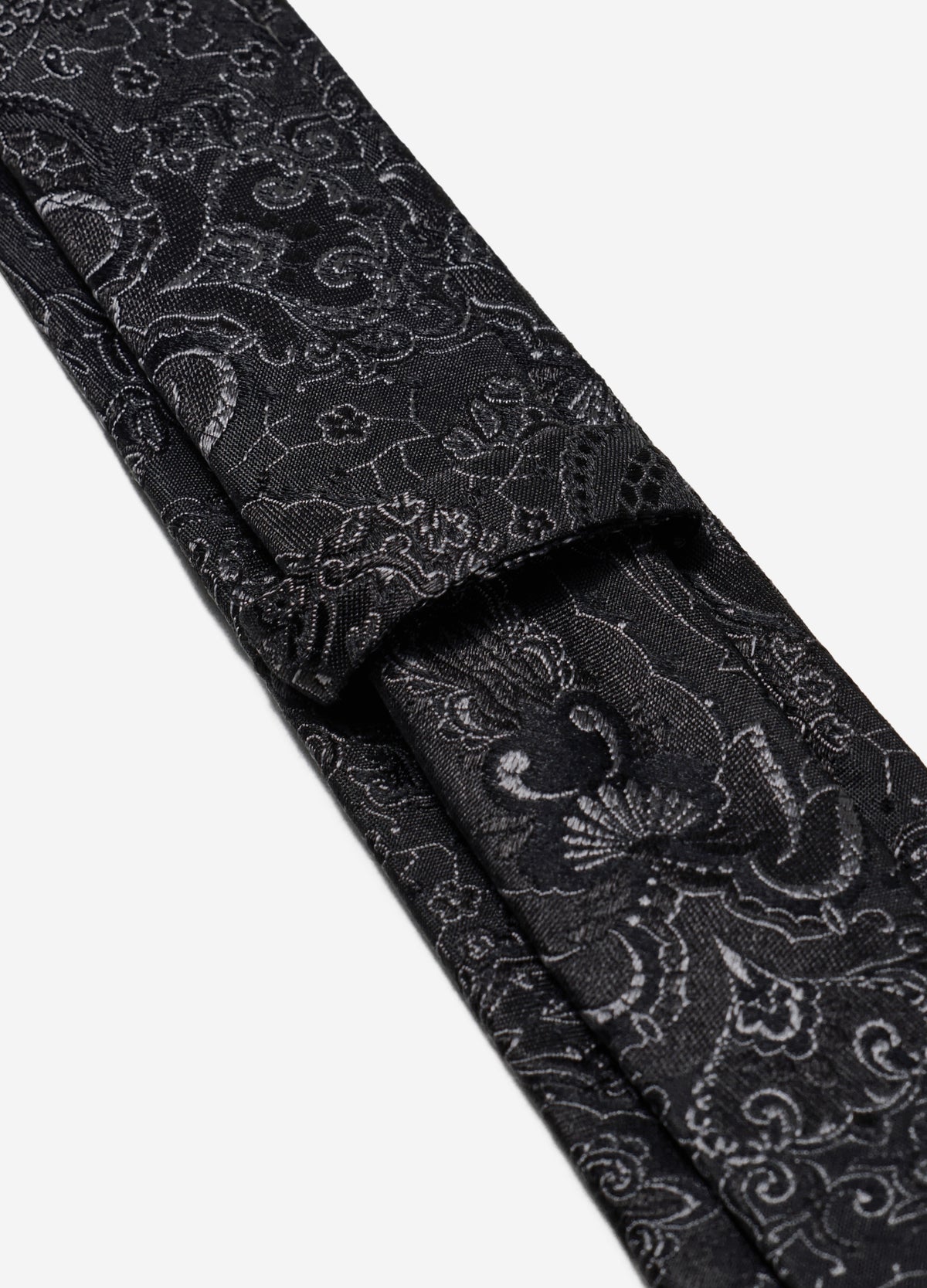Paisley Jacquard Silk Tie Char Dark
