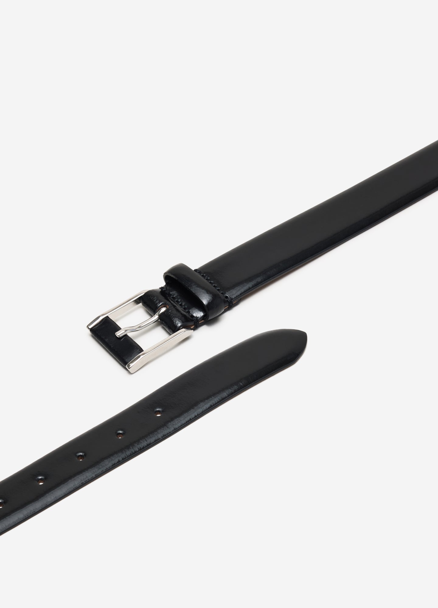 High Shine Leather Belt Black