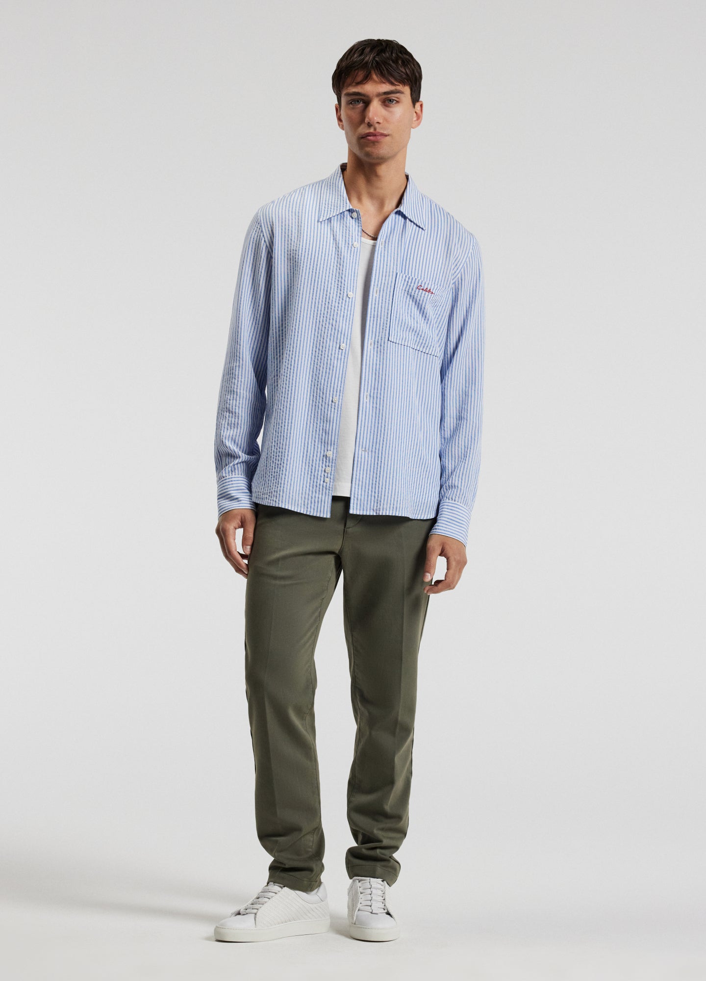 Dobby Denim Drawstring Pants Khaki