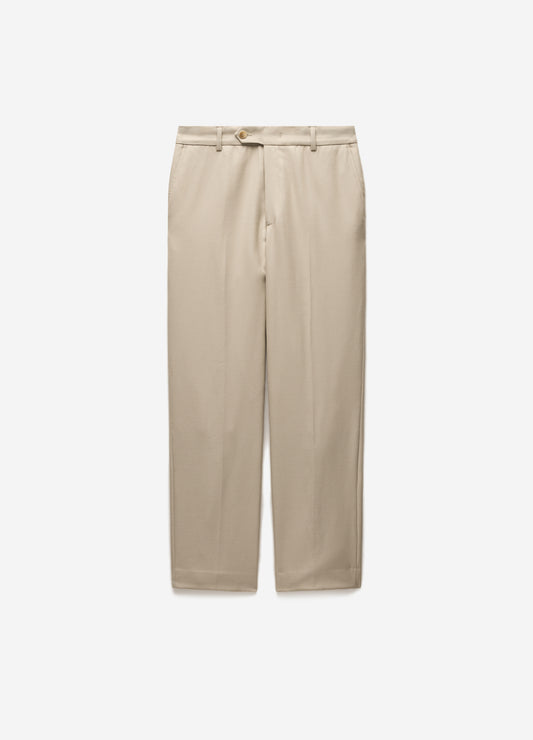 Straight Leg Wool Pants Sand