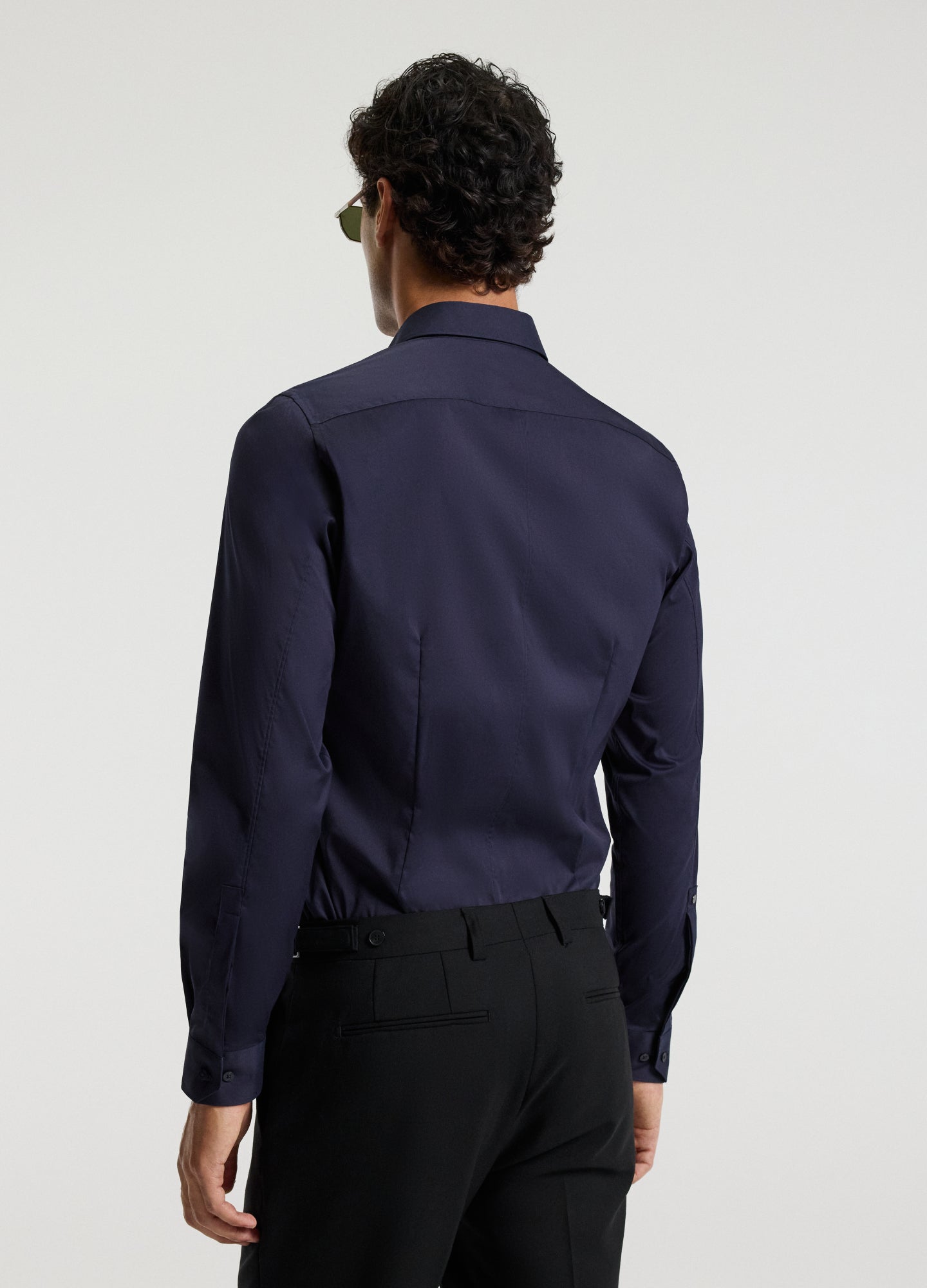 Stretch Cotton Poplin Shirt Navy