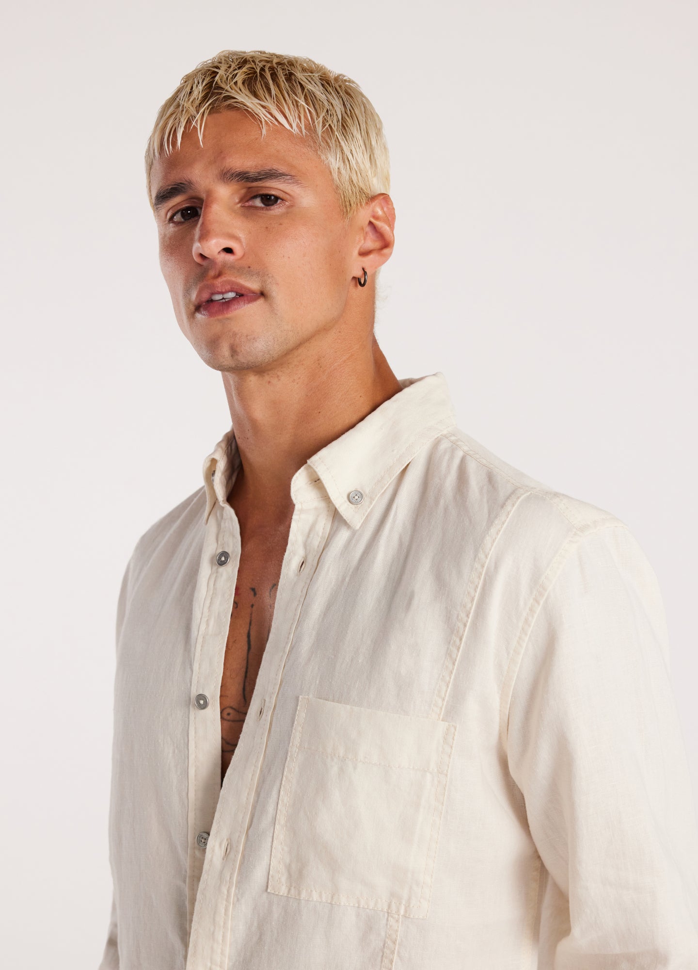 Washed Linen Button Down Shirt Cream
