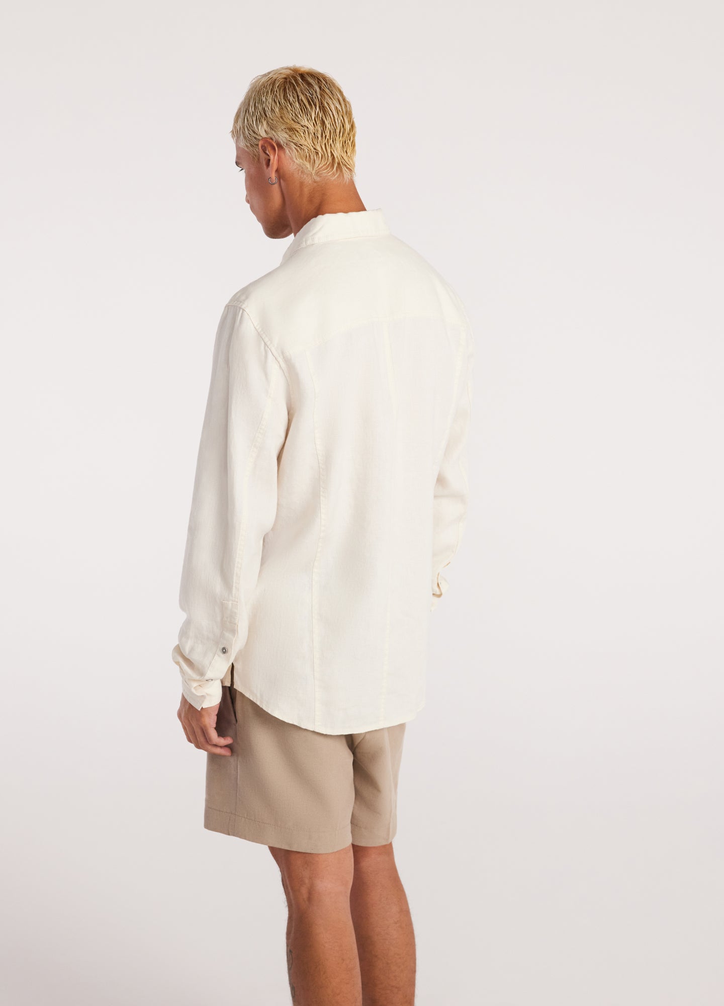 Washed Linen Button Down Shirt Cream