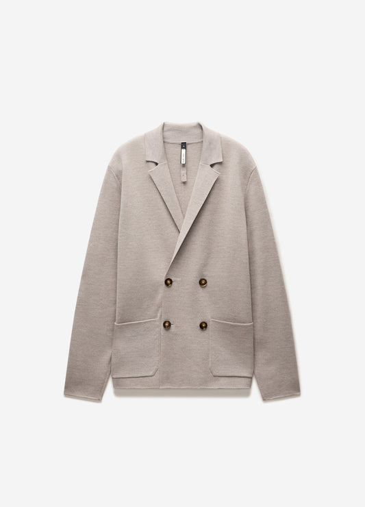 Double-Breasted Merino Wool Cardigan Neutral