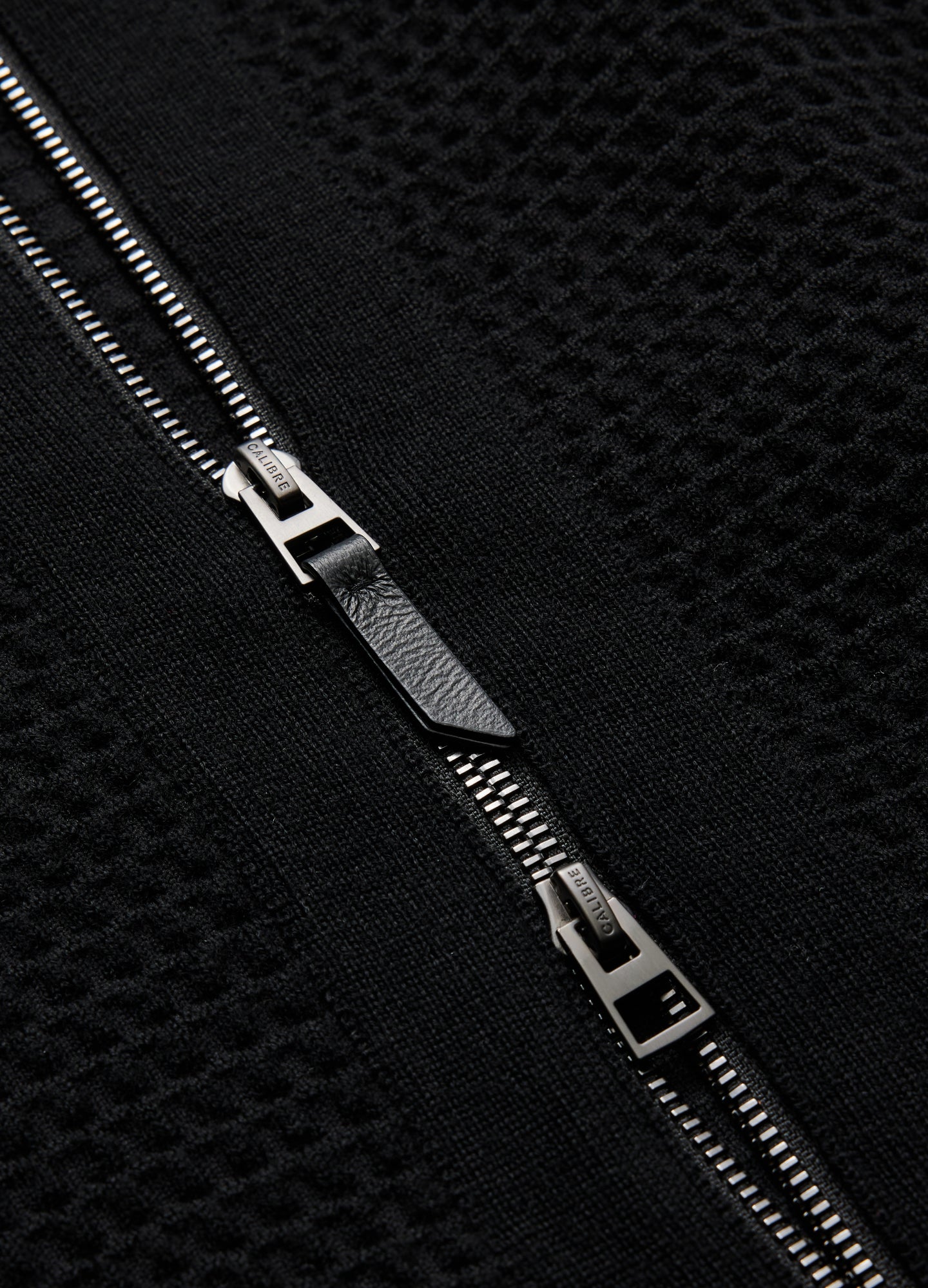 Textured Zip Cardigan Black