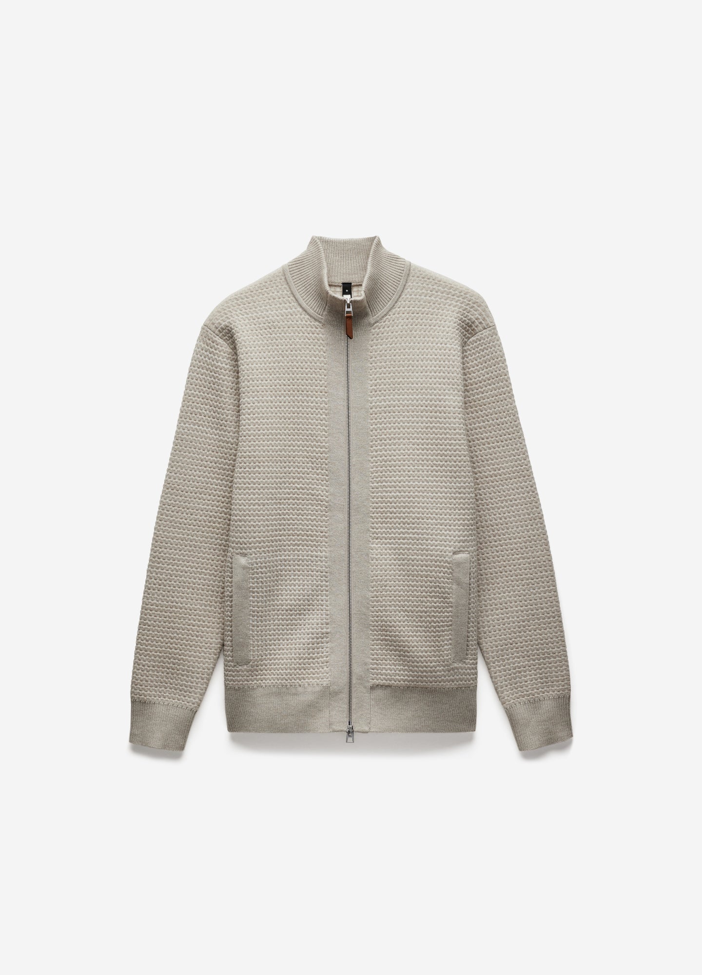 Textured Zip Cardigan Ecru