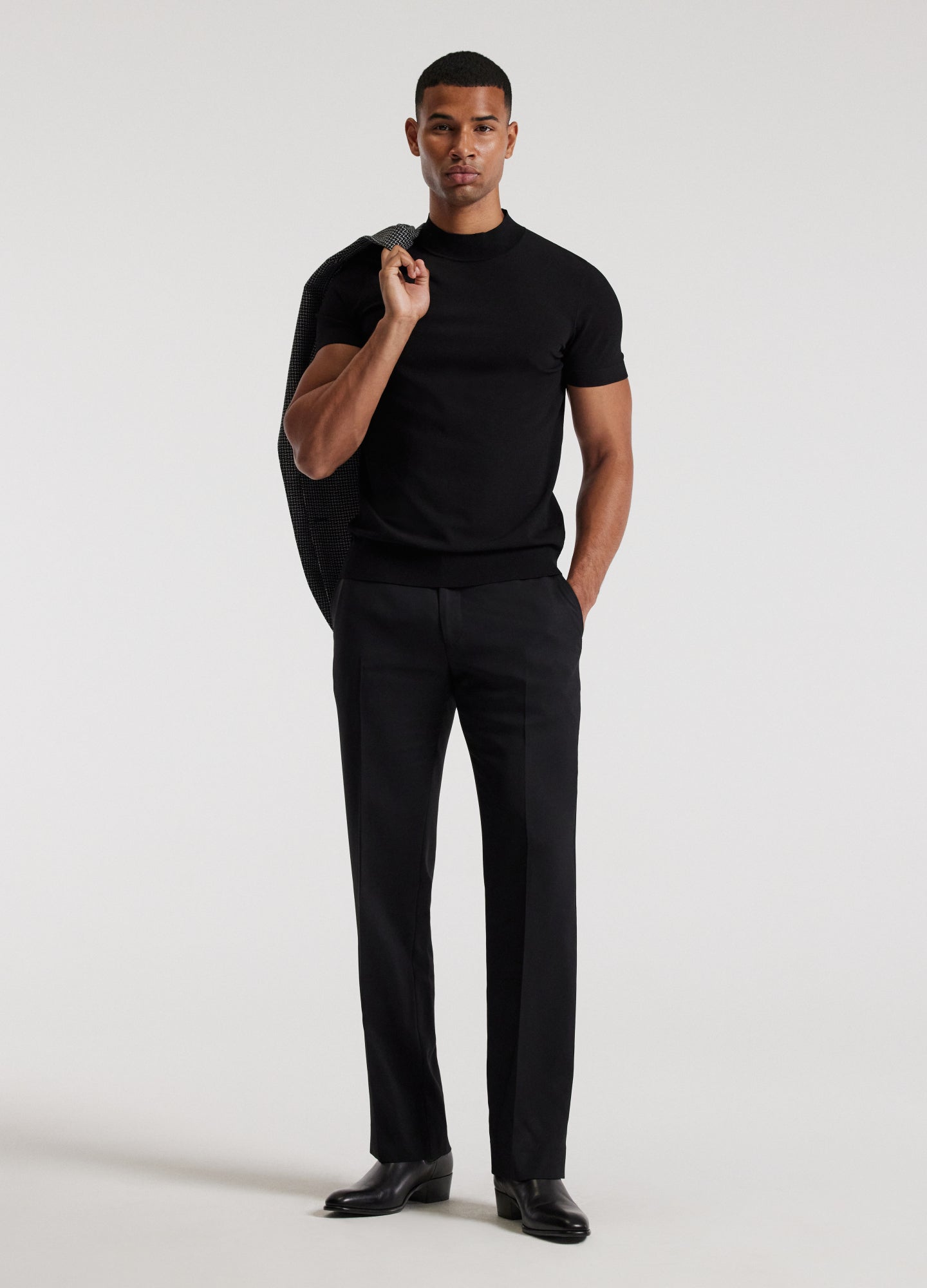 Slim Tech Knit T-shirt Black