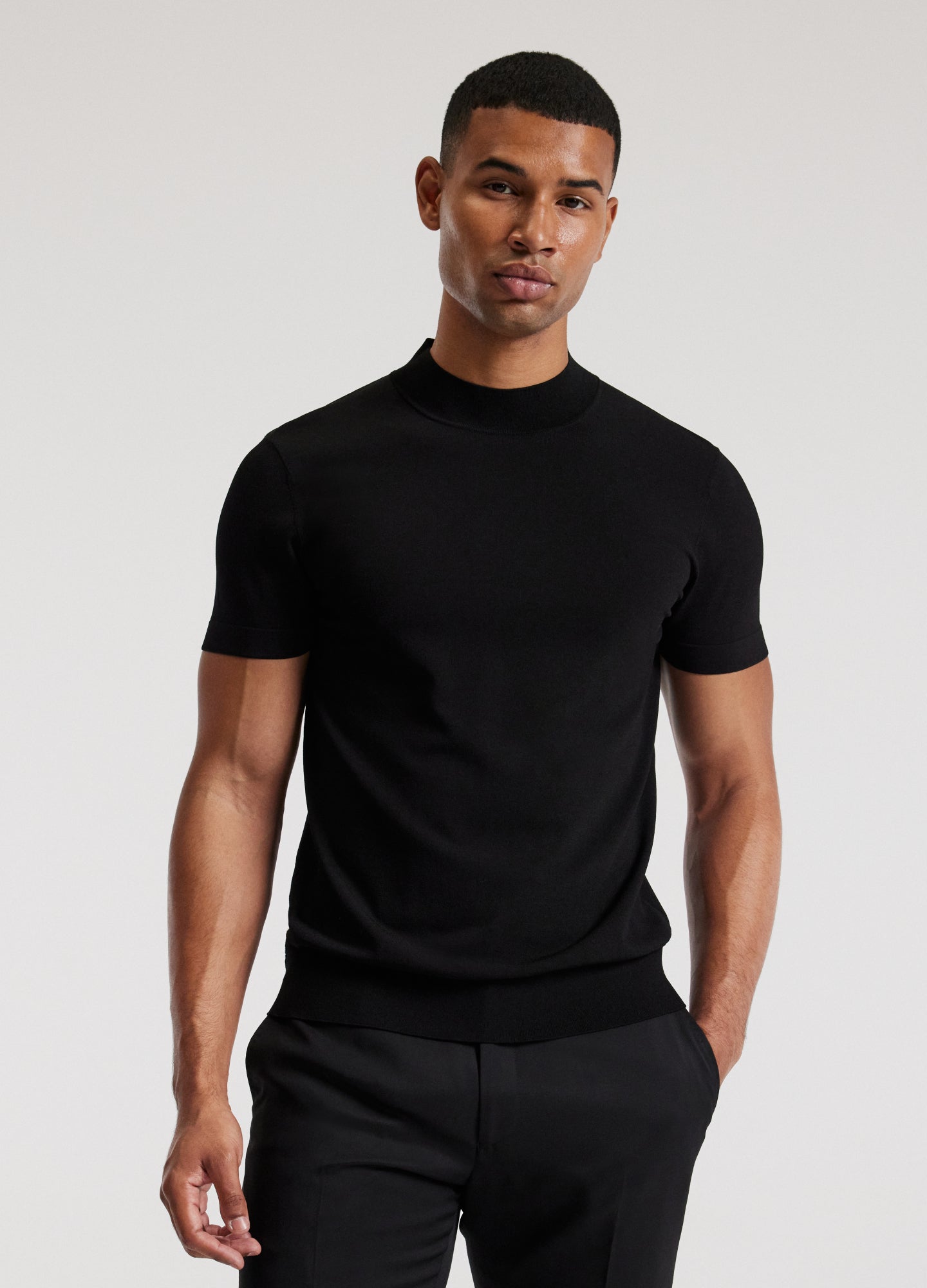 Slim Tech Knit T-shirt Black