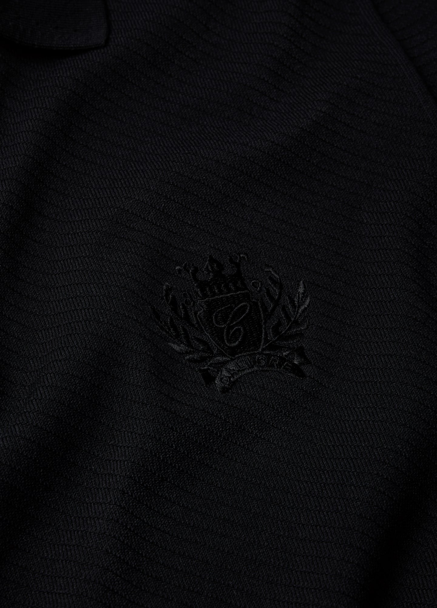 Cotton Zip Neck Polo Black