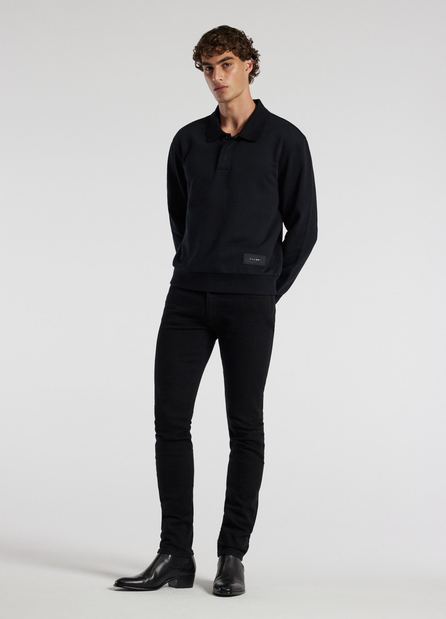 Polo Neck Sweat Top Black