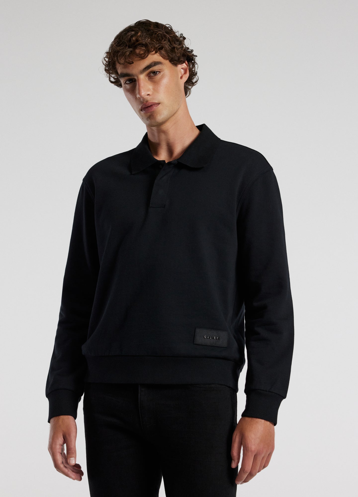 Polo Neck Sweat Top Black