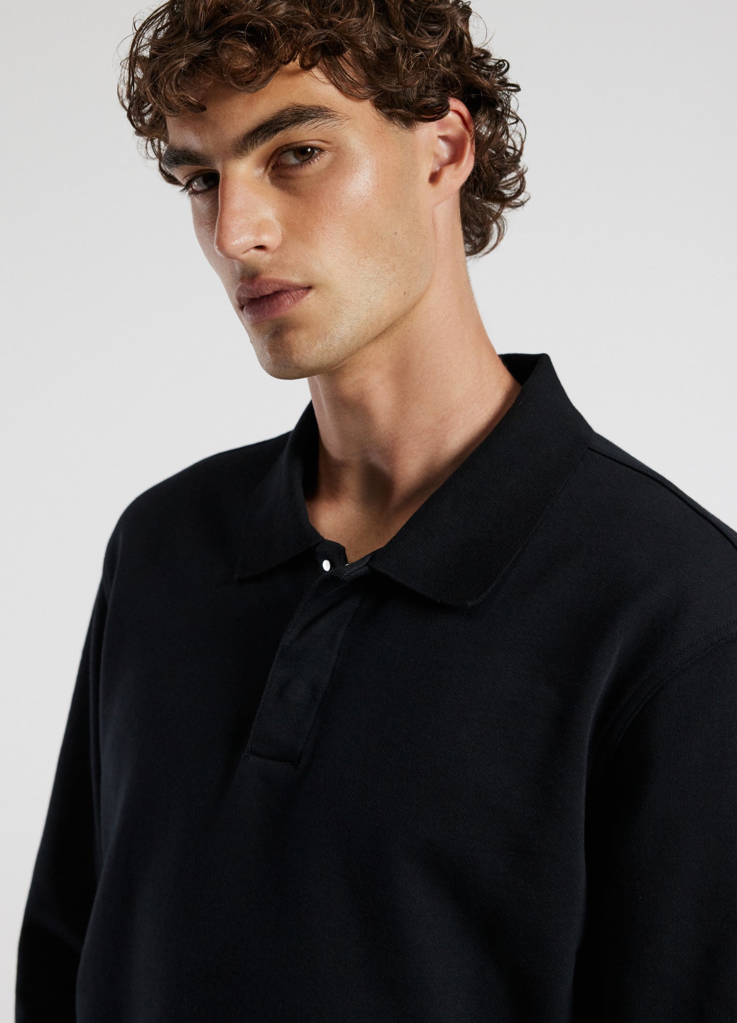 Polo Neck Sweat Top Black
