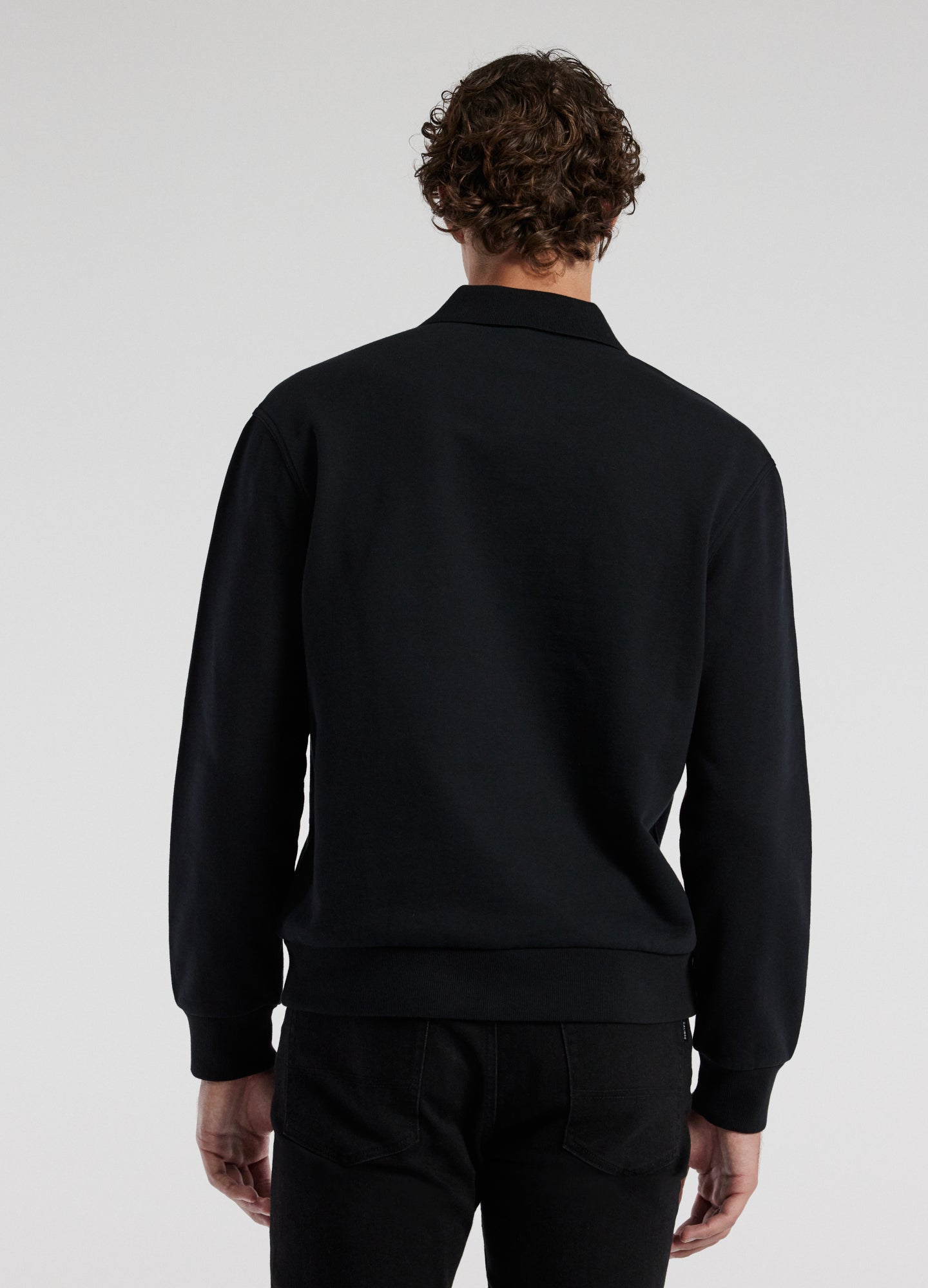 Polo Neck Sweat Top Black