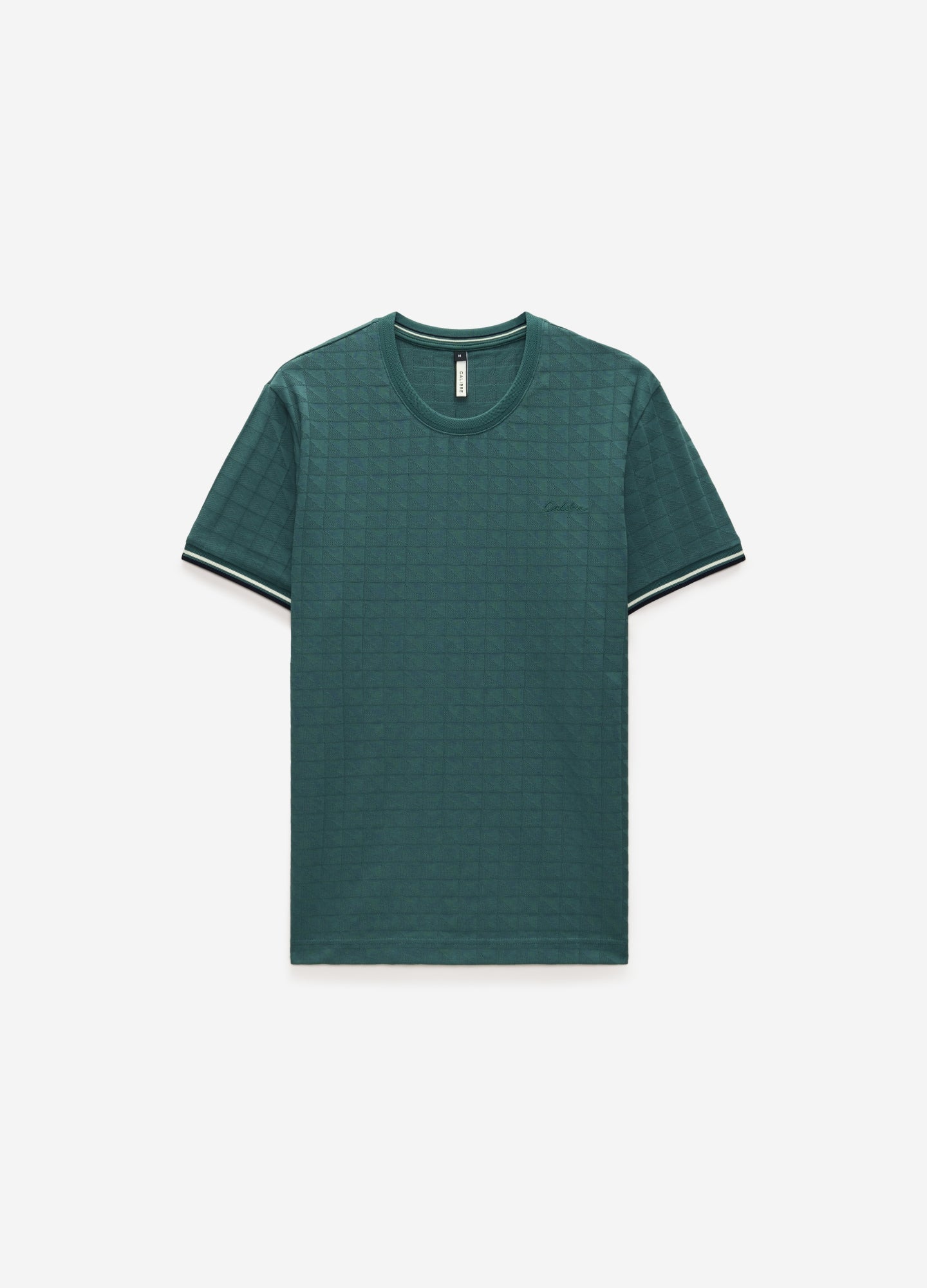 Striped Trim Jacquard T-shirt Sea Green