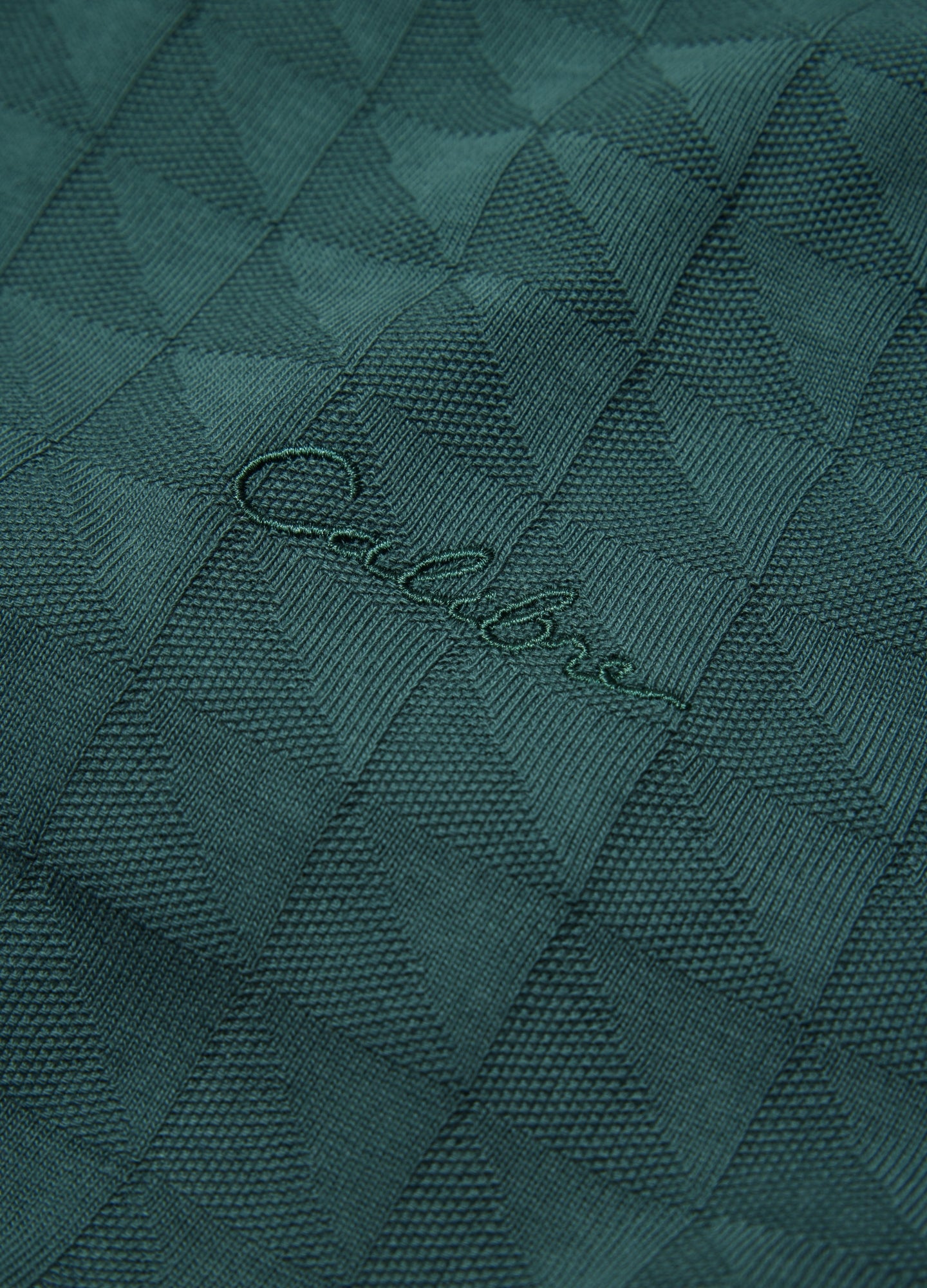 Striped Trim Jacquard T-shirt Sea Green
