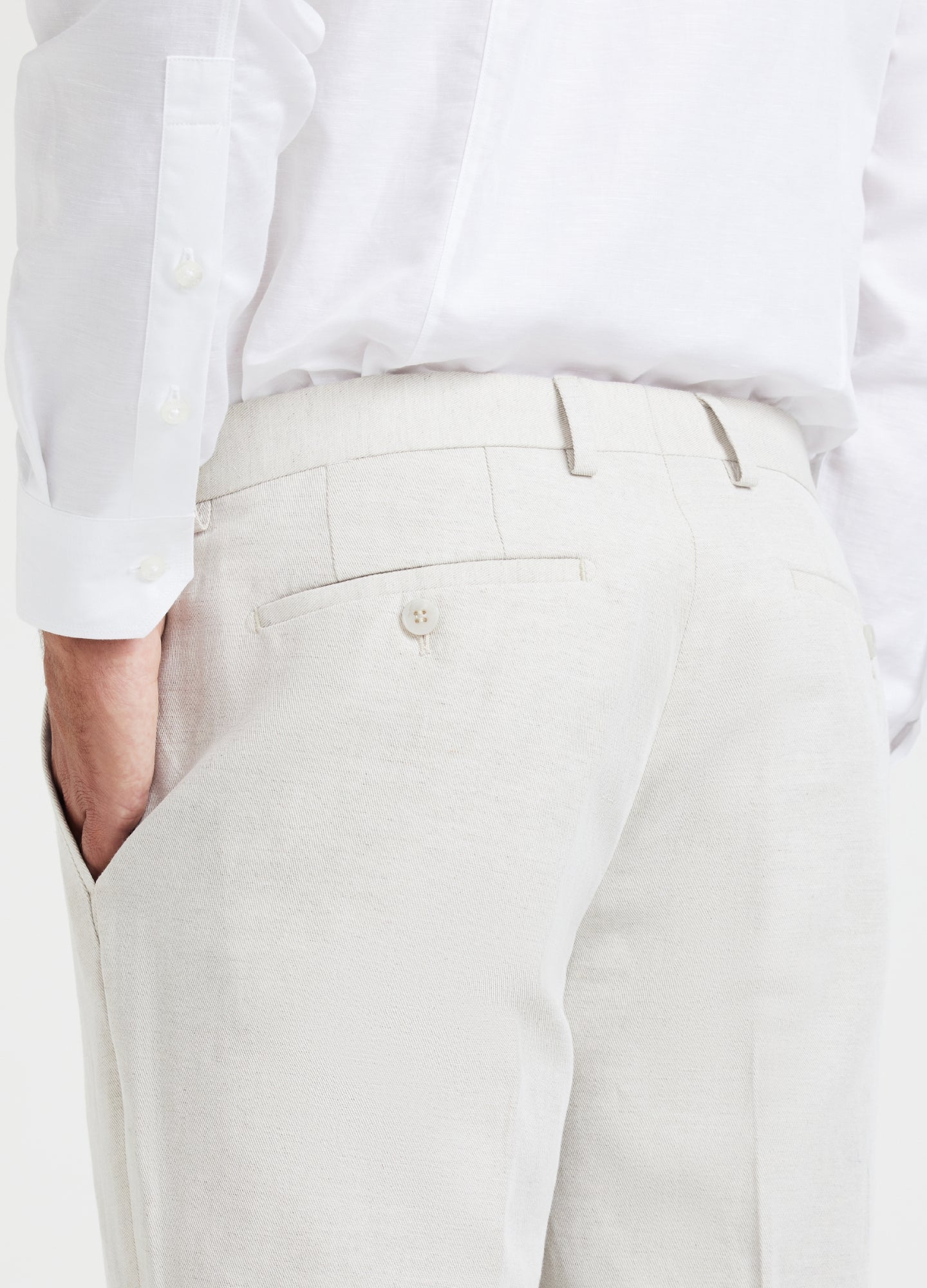 Linen Cotton Twill Suit Pants Natural
