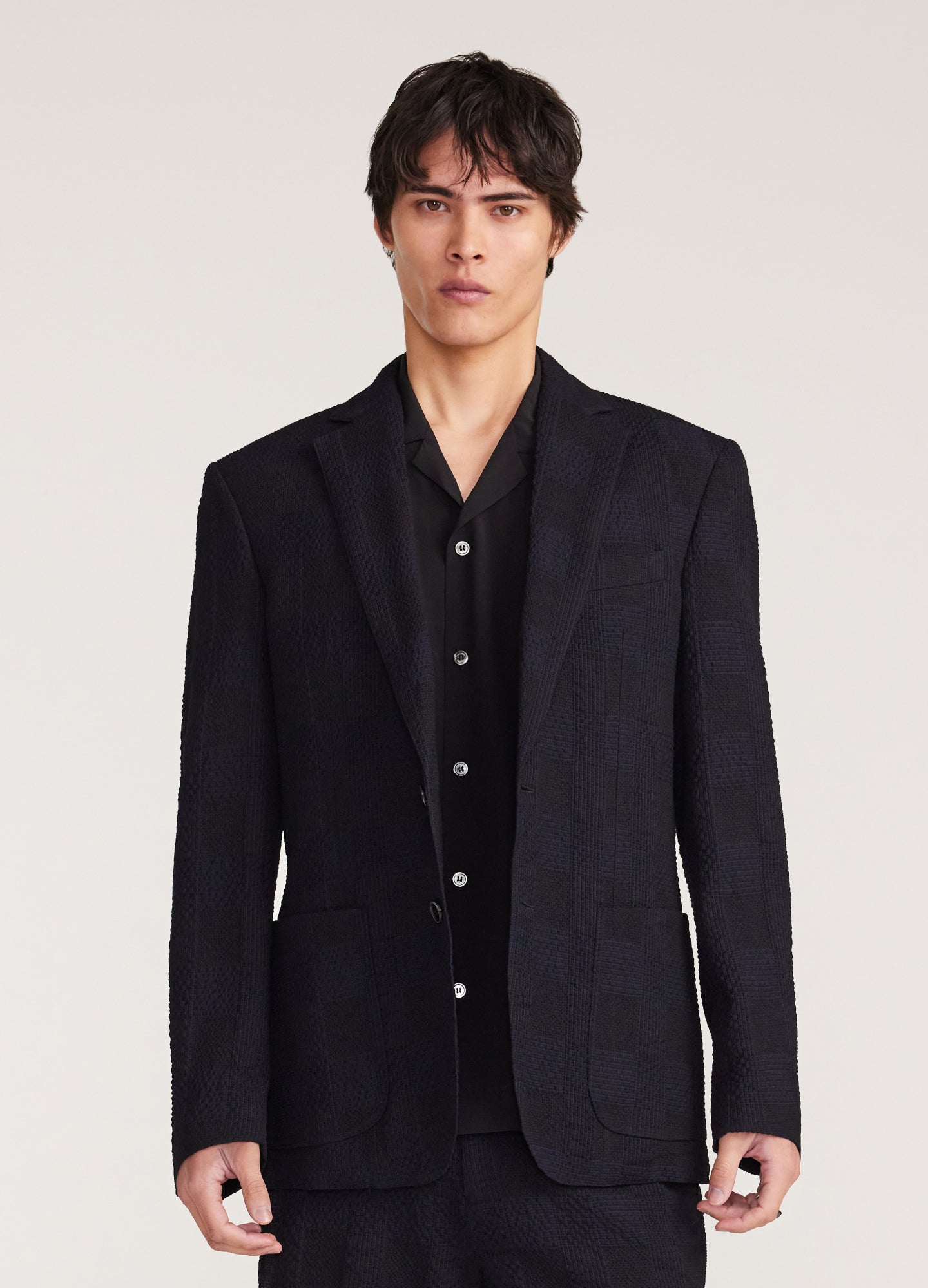 Seersucker Check Blazer Navy