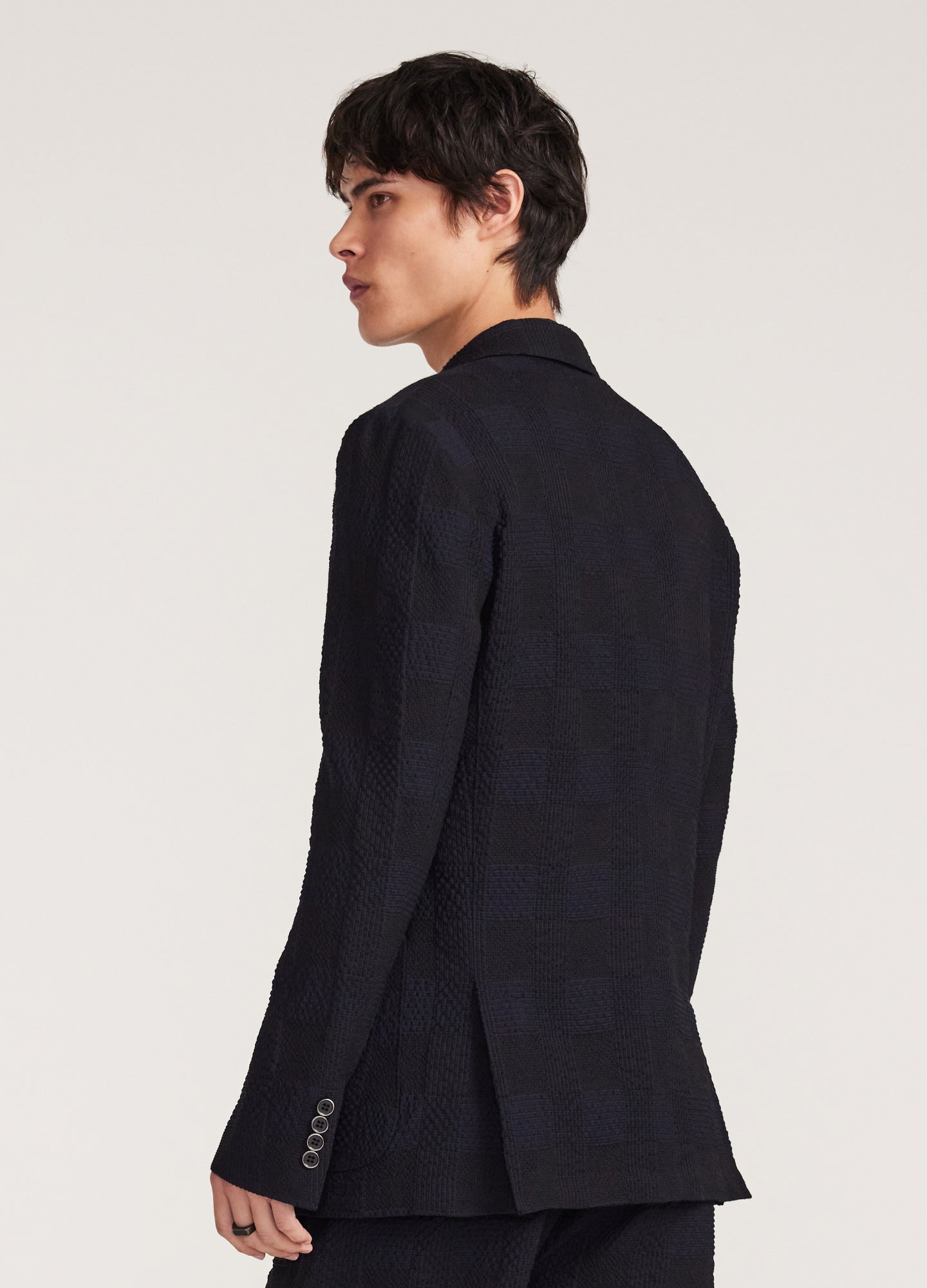 Seersucker Check Blazer Navy