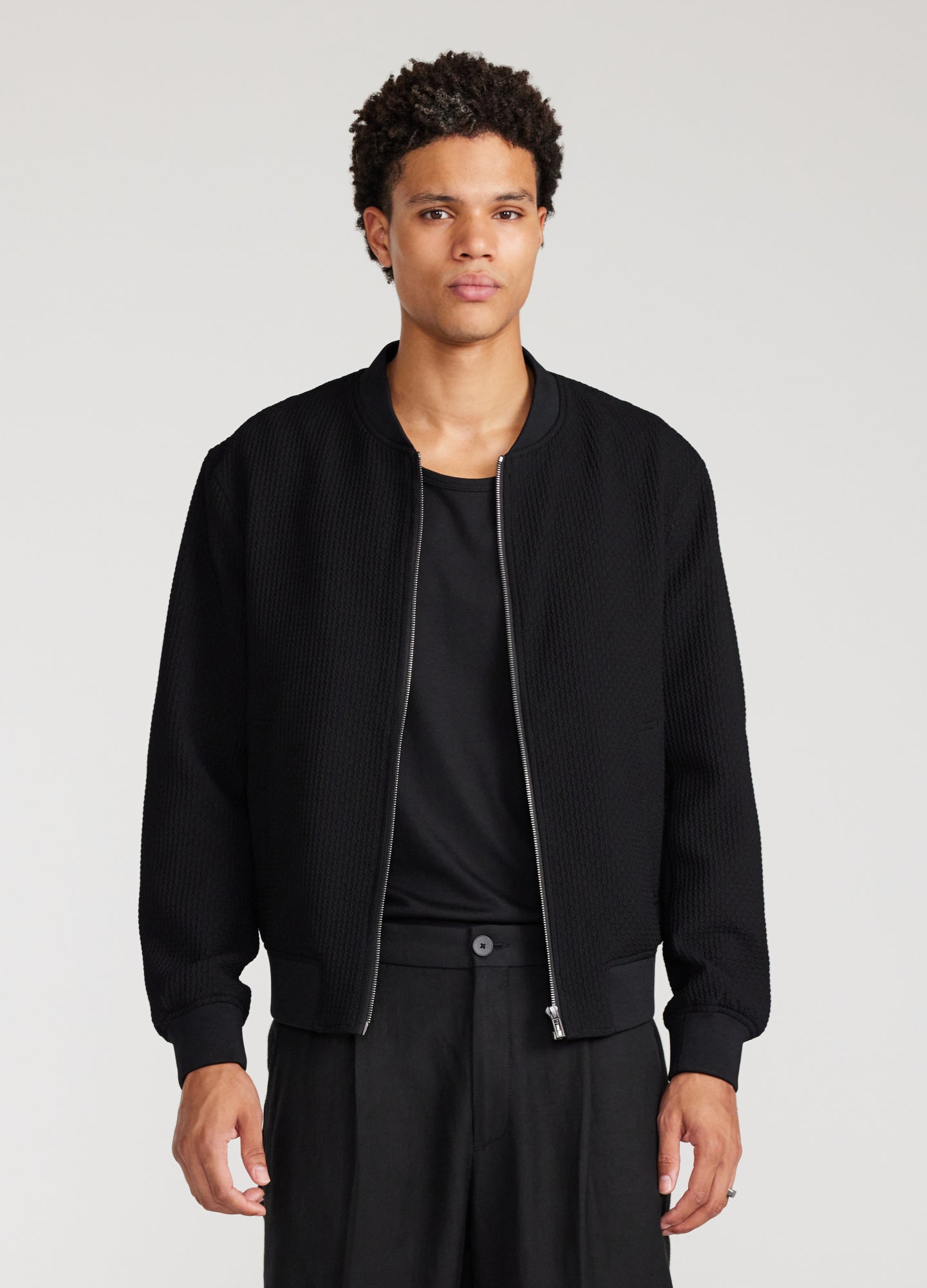 Textured Bomber Jacket Black
