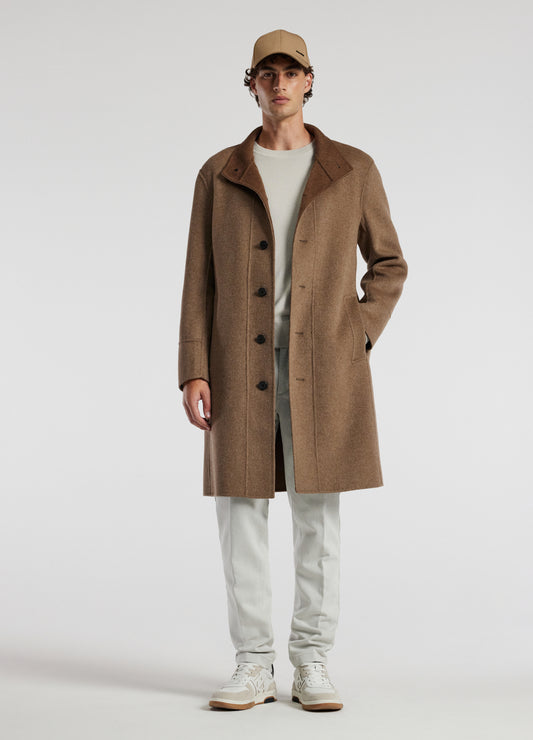 Double Face Funnel Neck Coat Beige Combo