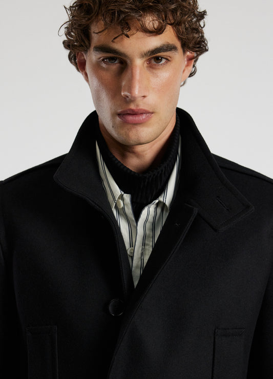 Military Melton Coat Black