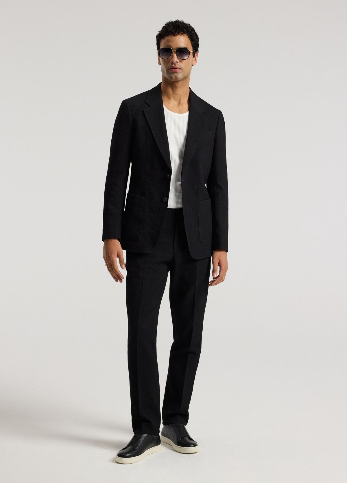 Herringbone Jacquard Blazer Black