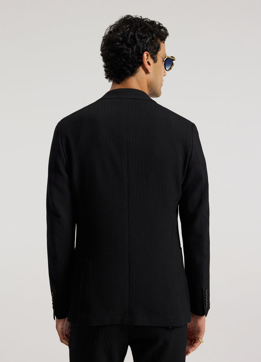 Herringbone Jacquard Blazer Black