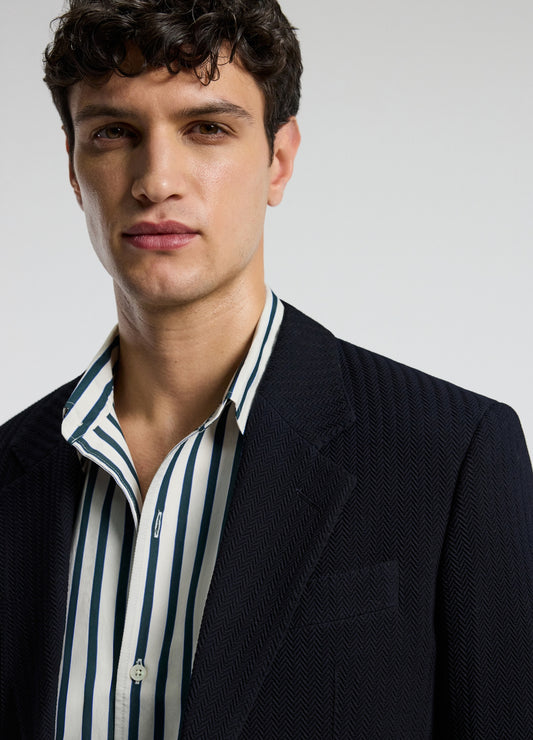 Herringbone Jacquard Blazer Navy