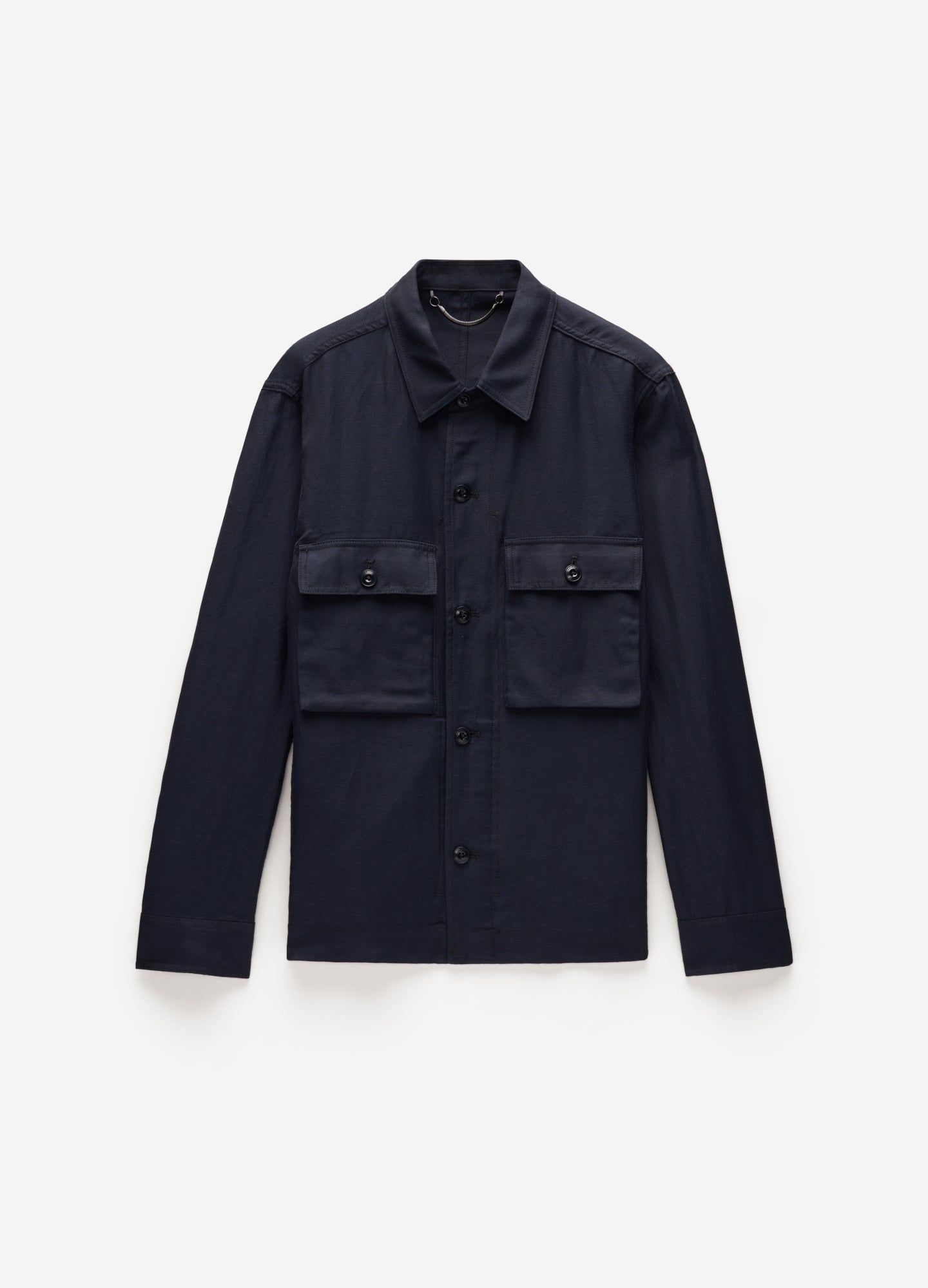 Linen Blend Shirt Jacket Navy