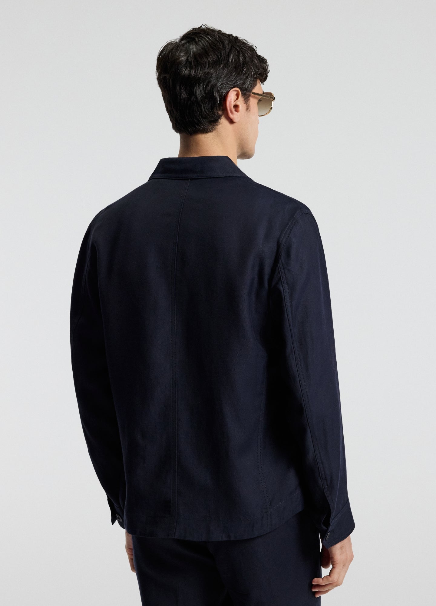 Linen Blend Shirt Jacket Navy