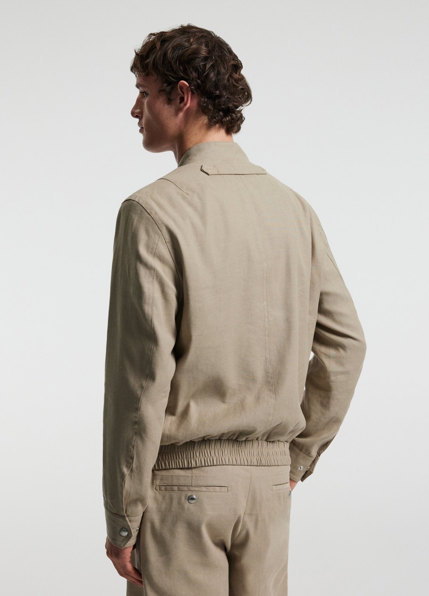 Linen Cotton Crepe Bomber Walnut