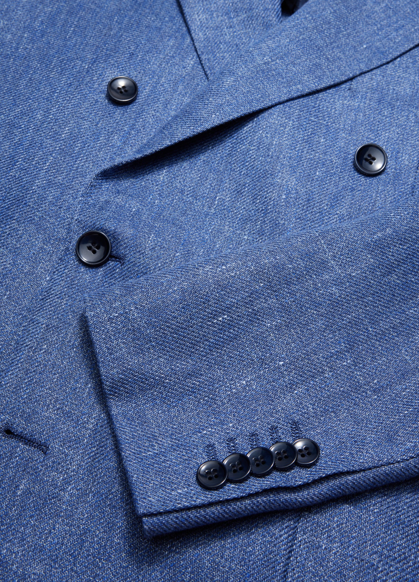 Linen Lyocell Twill Double-Breasted Blazer Blue