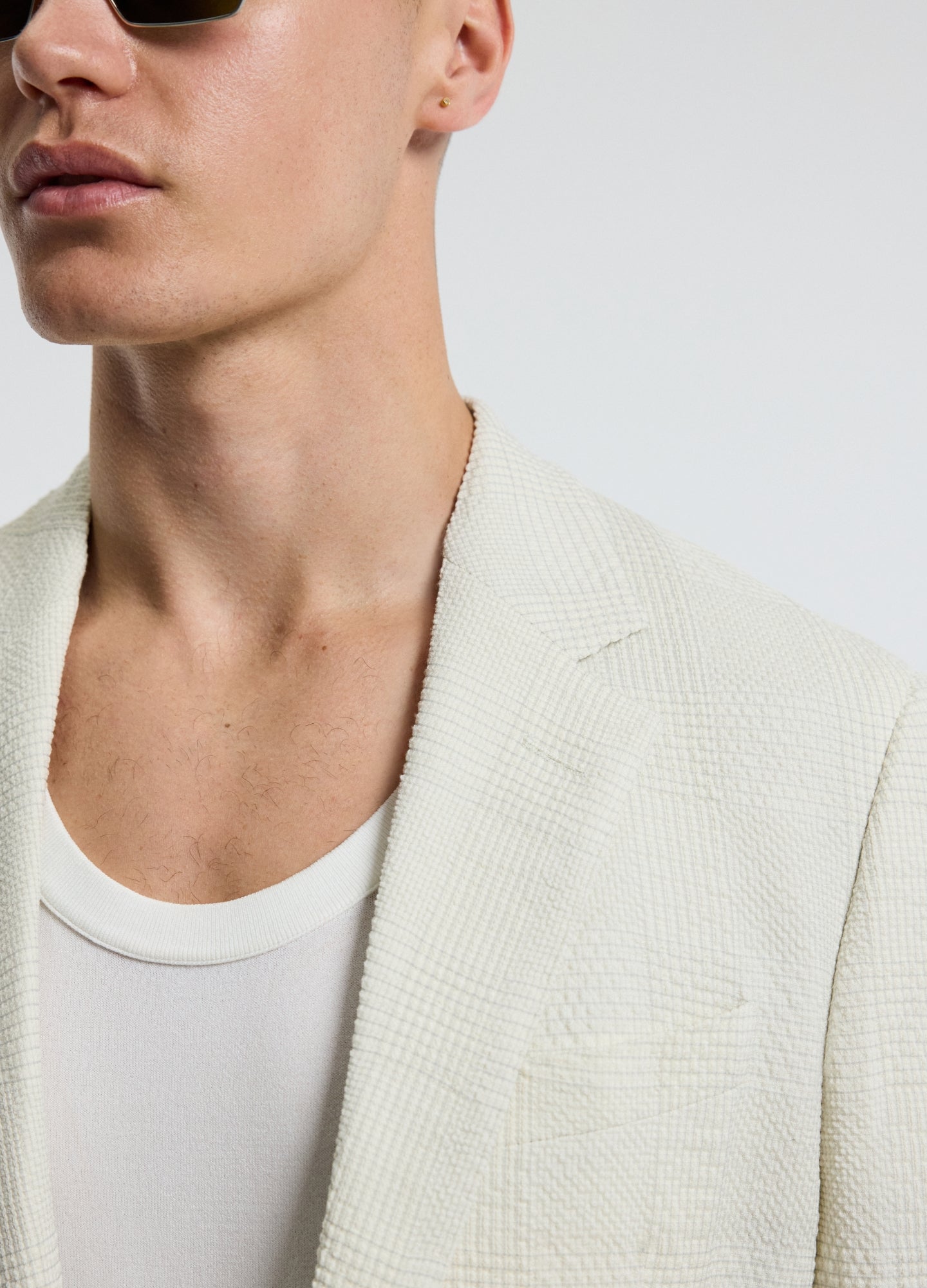 Seersucker Check Blazer Stone