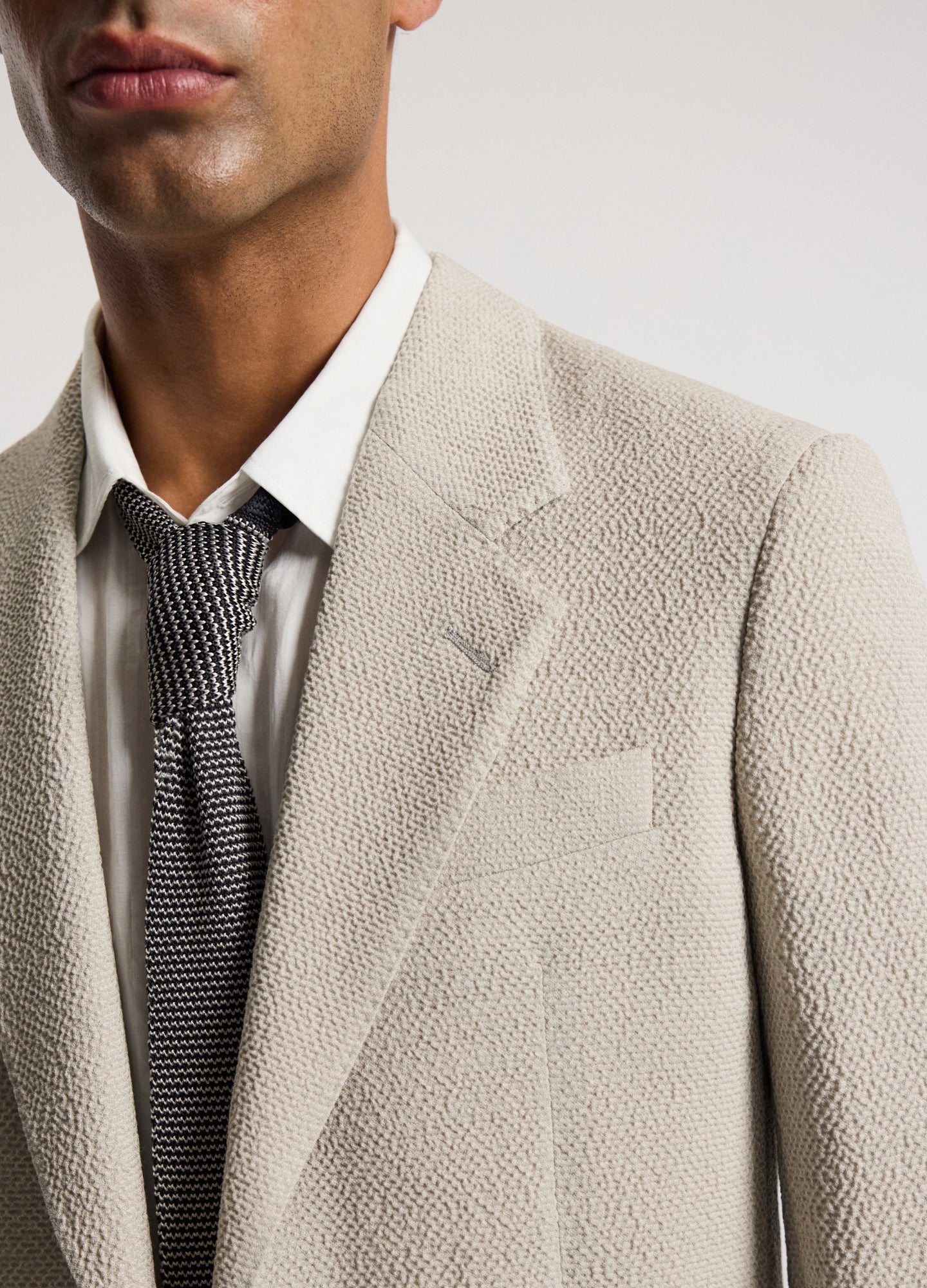 Unstructured Textured Blazer Neutral