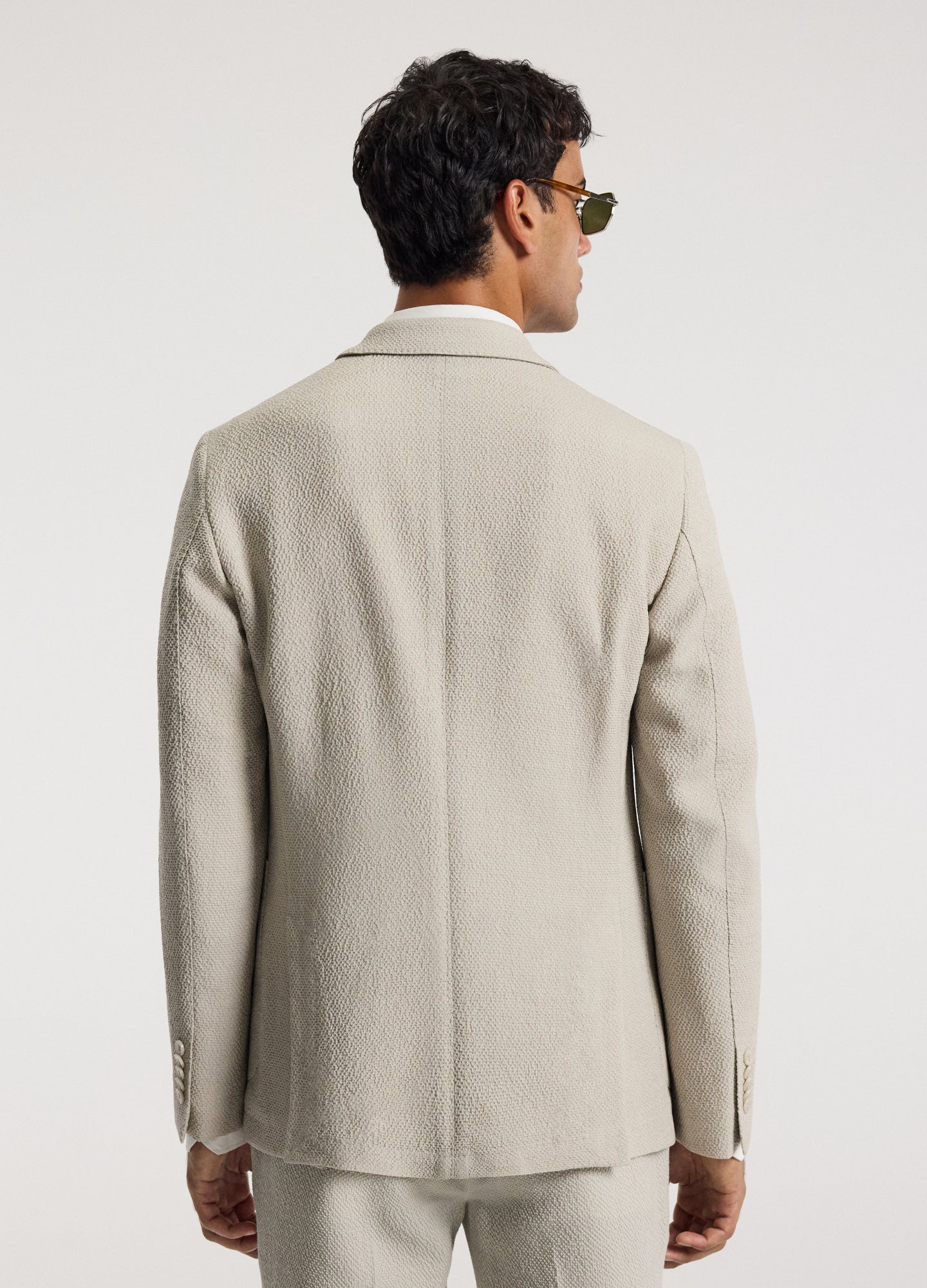Unstructured Textured Blazer Neutral