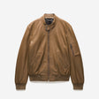Stand Collar Leather Bomber Jacket Camel