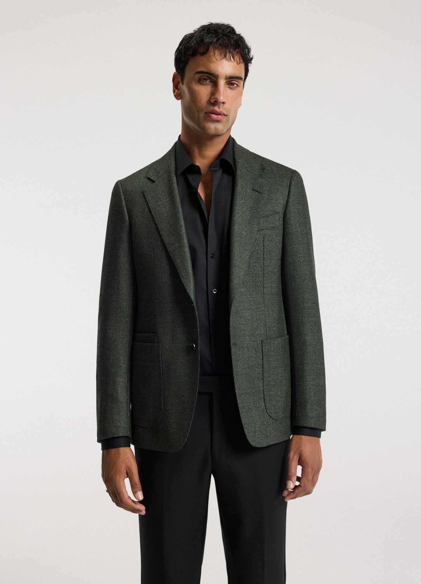 Hopsack Wool Blazer Khaki