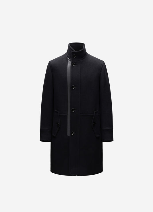 Wool Funnel Neck Coat Black