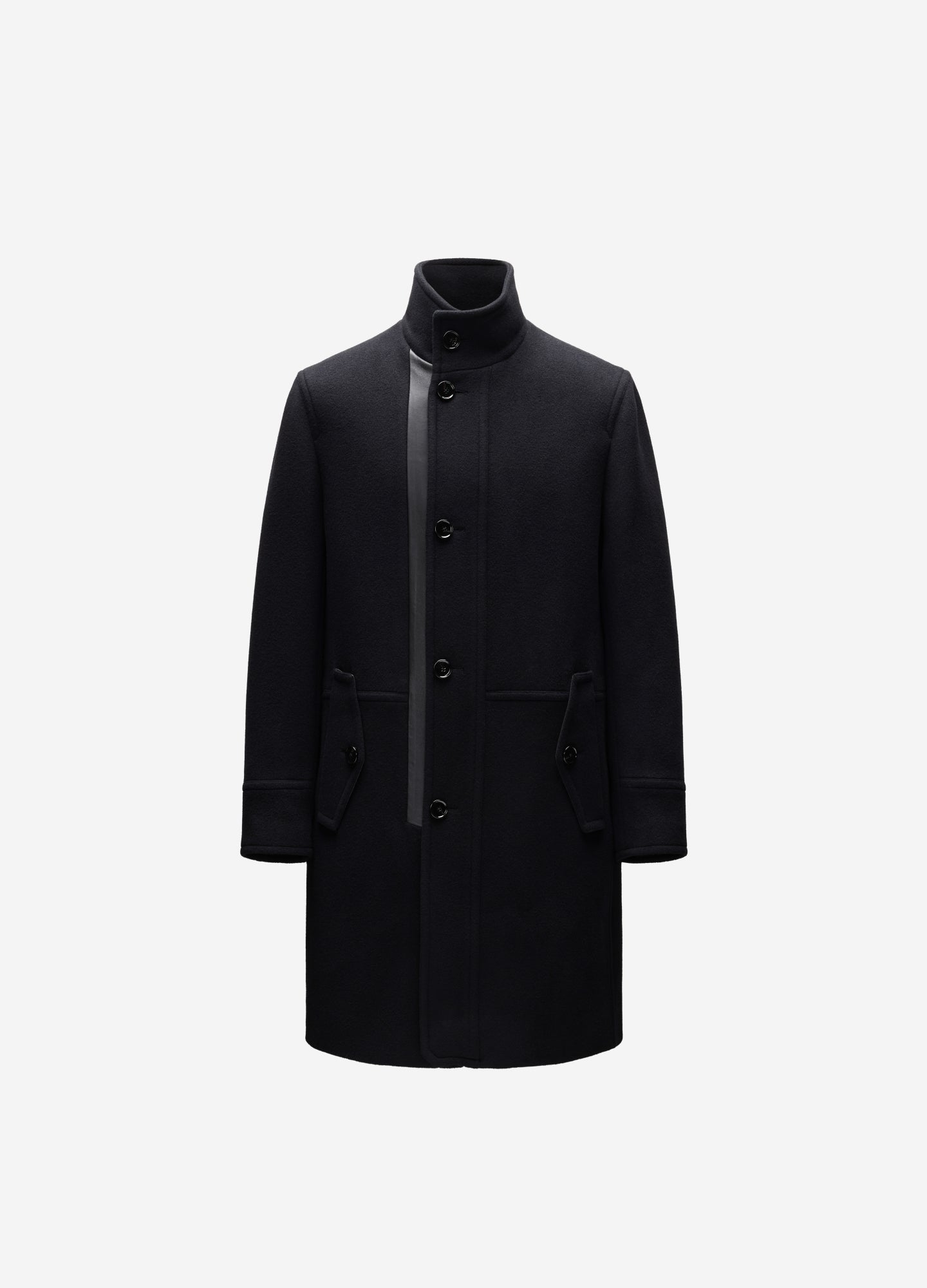 Wool Funnel Neck Coat Black