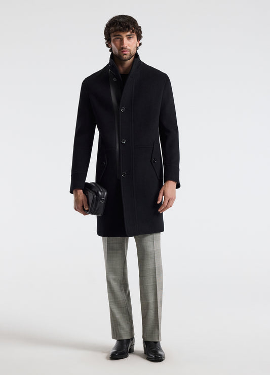 Wool Funnel Neck Coat Black