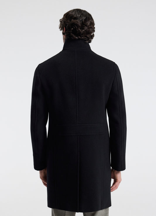 Wool Funnel Neck Coat Black