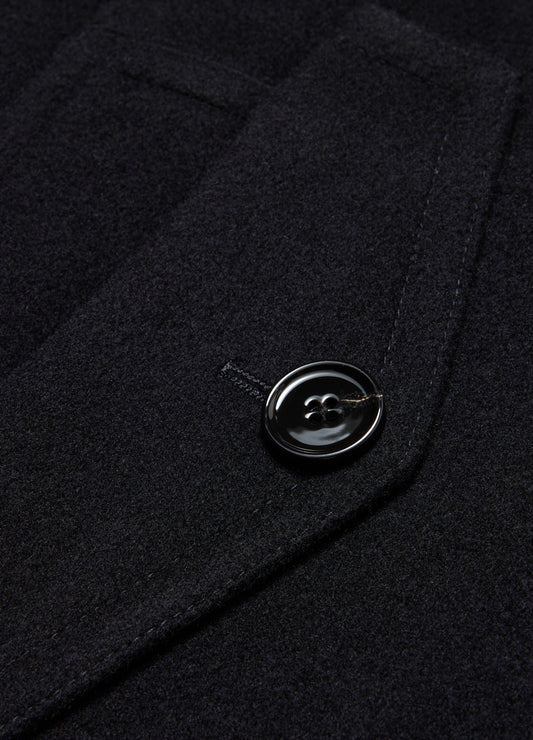 Wool Funnel Neck Coat Black