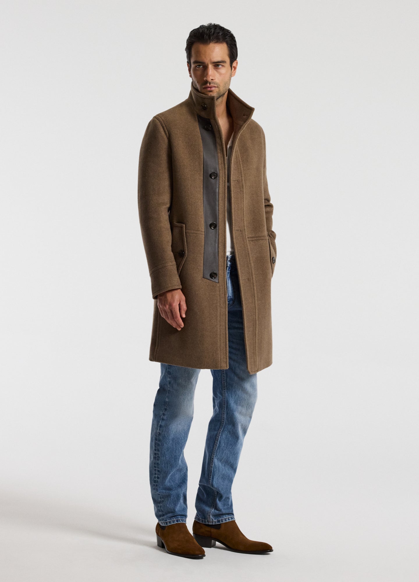 Wool Funnel Neck Coat Camel