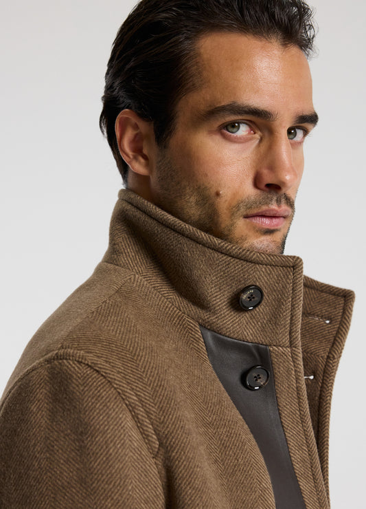 Wool Funnel Neck Coat Camel