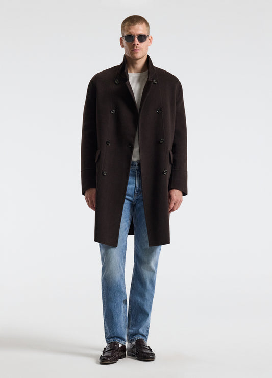 Double Breasted Wool Cashmere Coat Chocolate