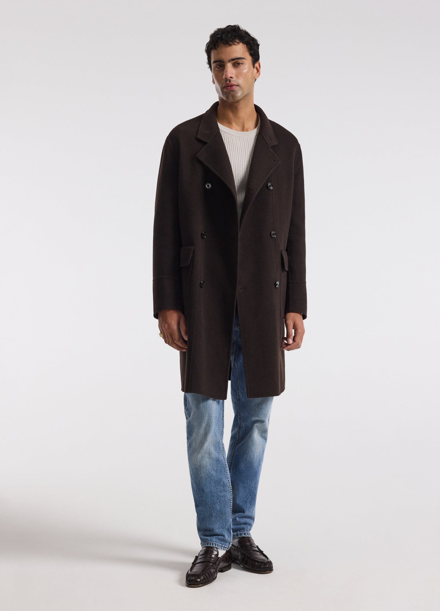 Double Breasted Wool Cashmere Coat Chocolate