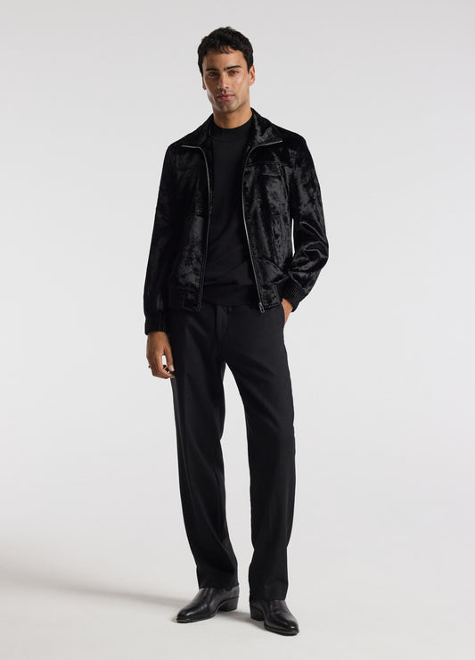 Velvet Bomber Jacket Black