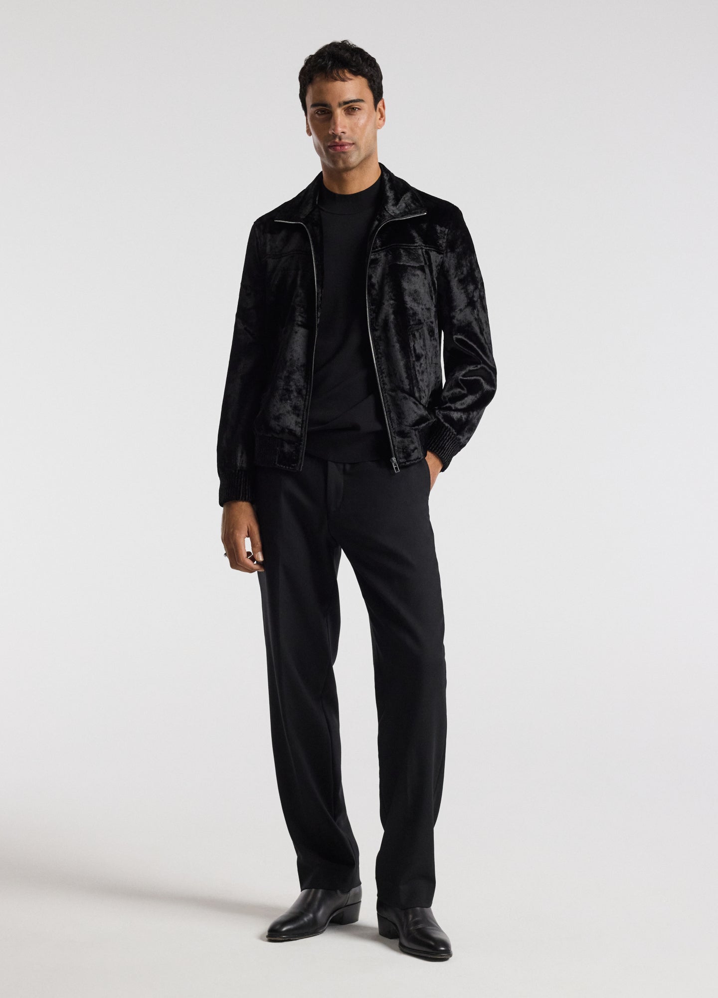 Velvet Bomber Jacket Black