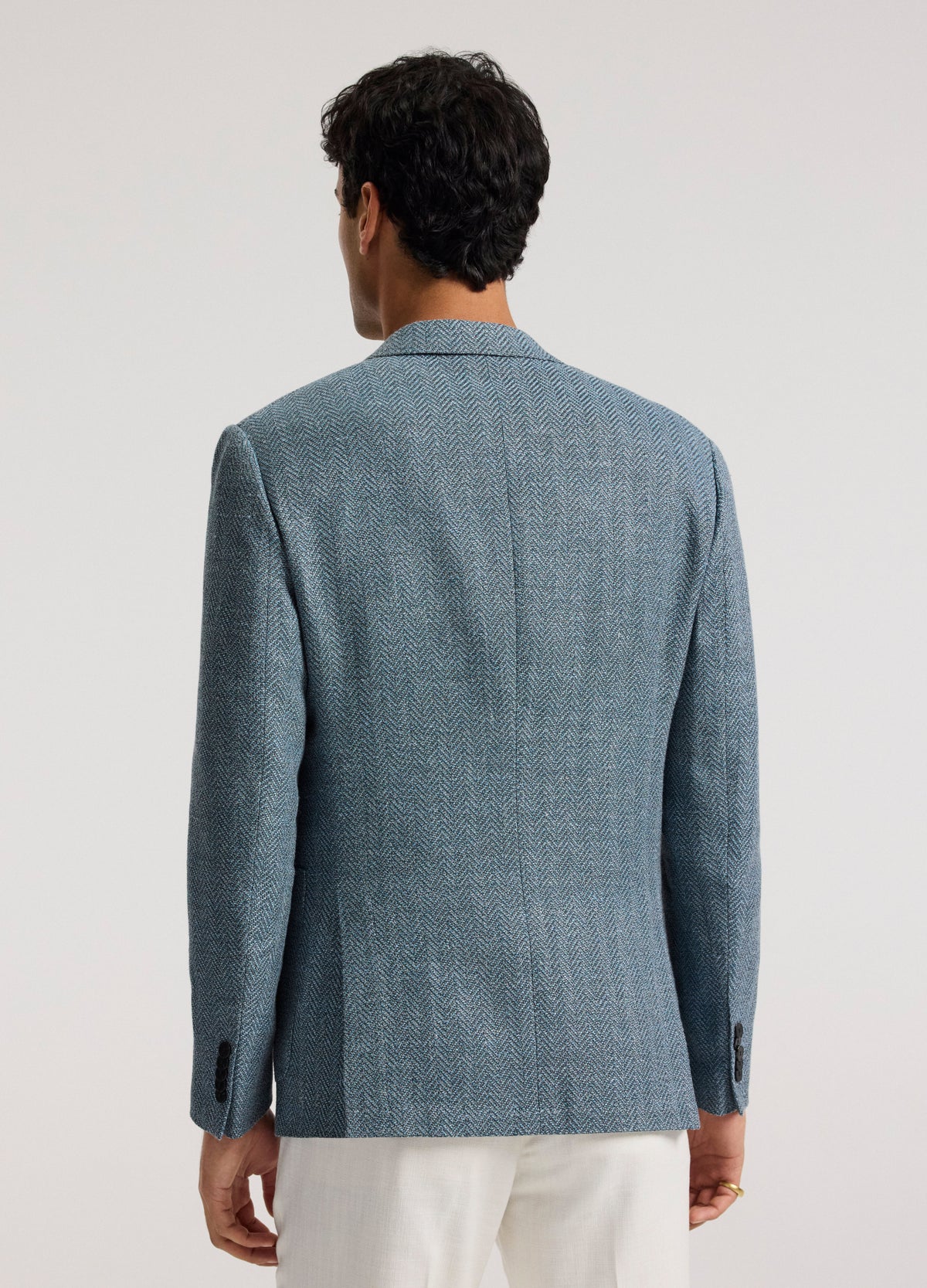 Tailored Melange Herringbone Blazer Seafoam